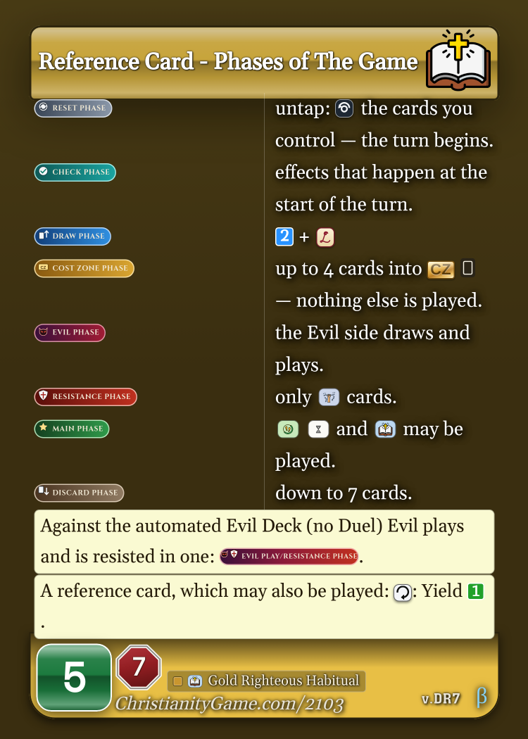 Reference Card - Phases of the Game