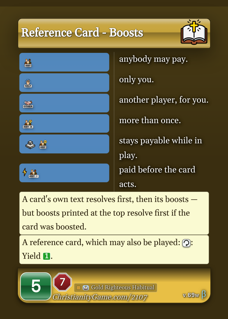 Reference Card - Boosts